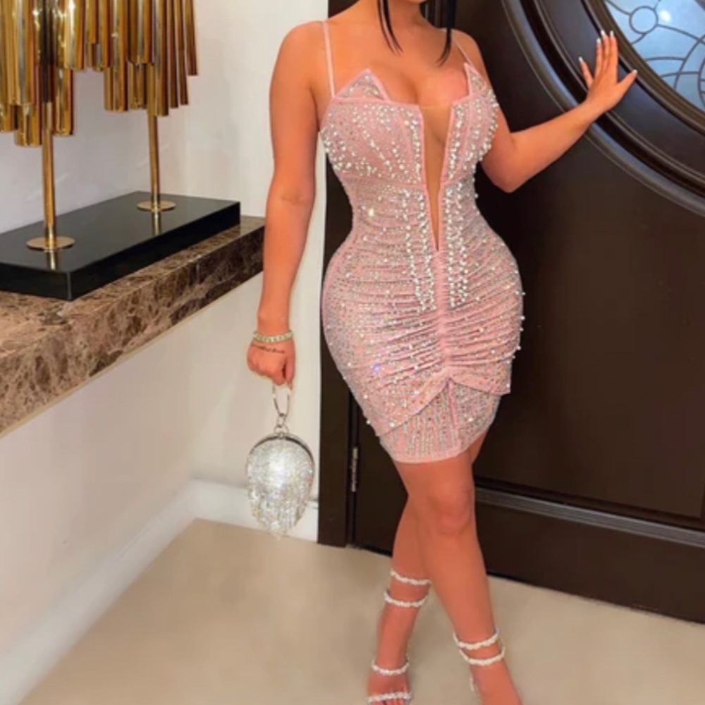 Pearl crystal pink dress